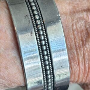 Sterling silver cuff bracelet. Large enough for a man’s small wrist